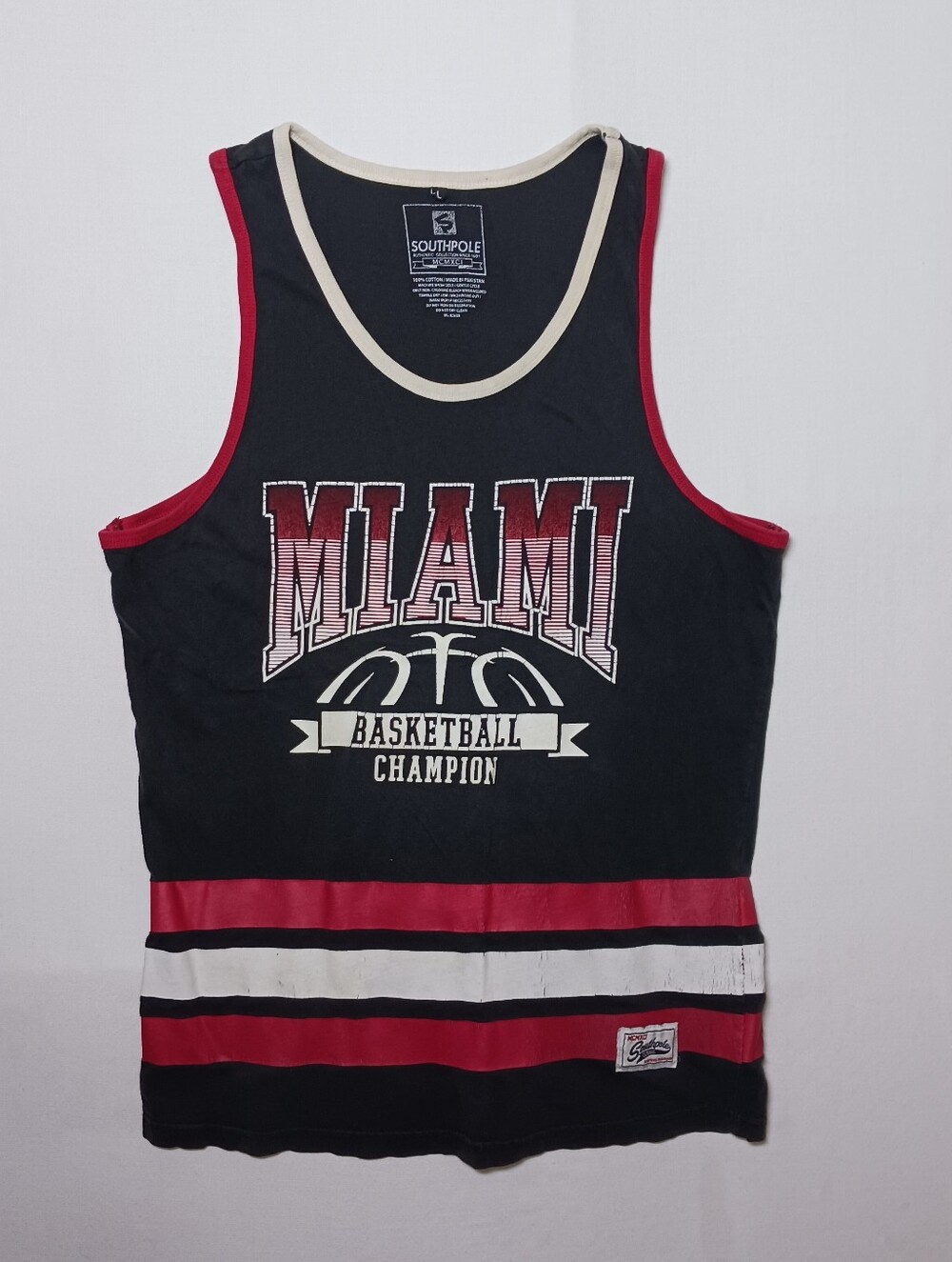 Southpole Mens Sleevless Graphic Tank Top Large Miami Basketball Champions